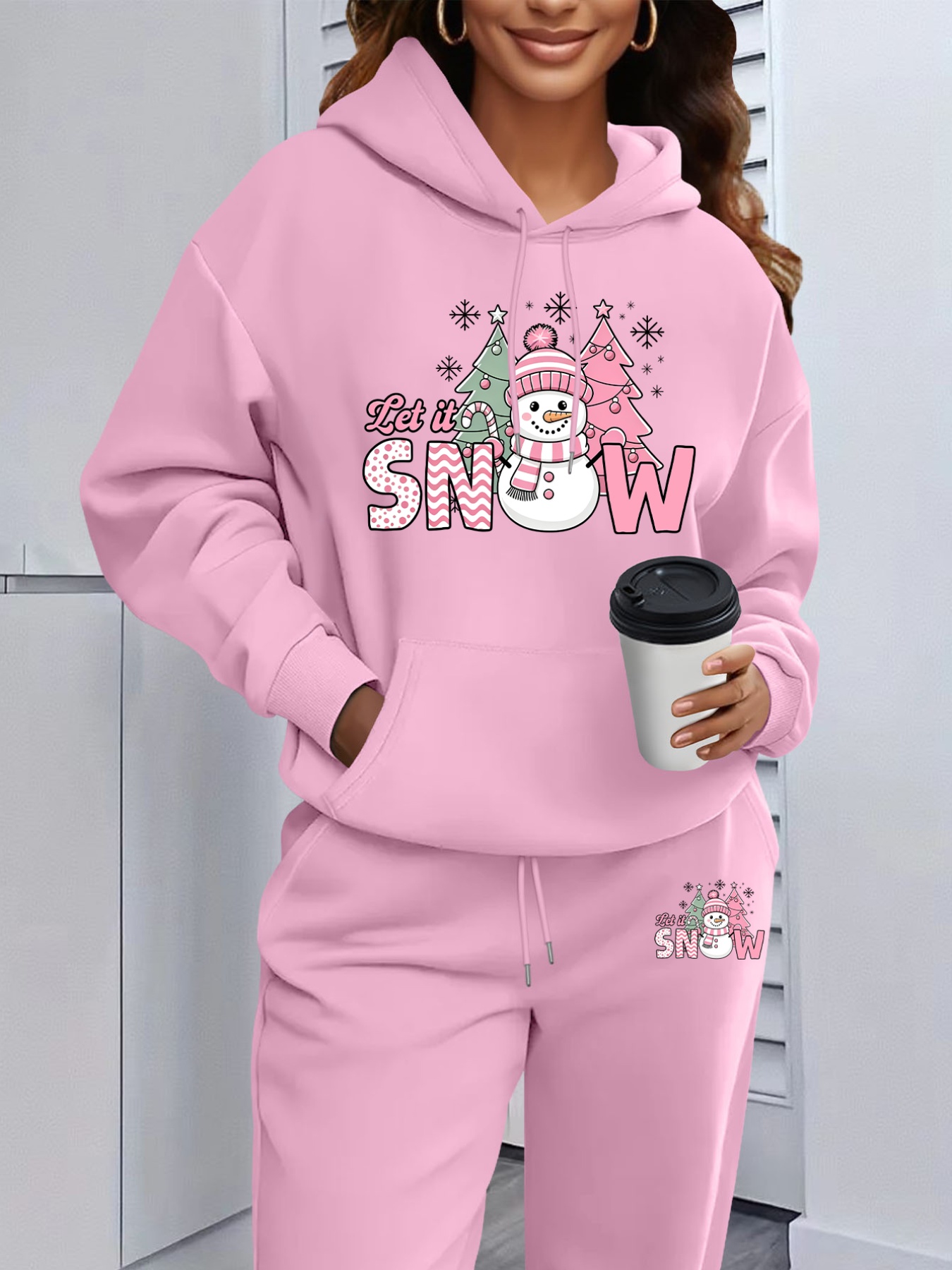 Matcha - Damen-Outfit, bestehend aus zwei Teilen: Winter-Sweatshirt