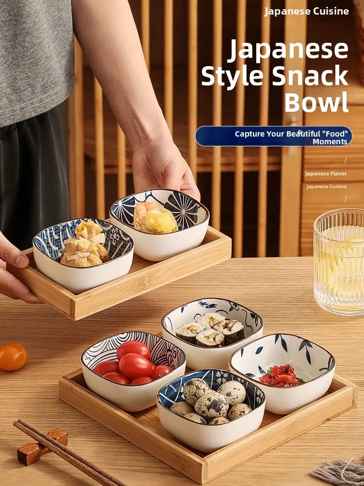 Japanese Snacks - Japanischer Keramik-Gewürzteller Quadratisch für den Hausgebrauch