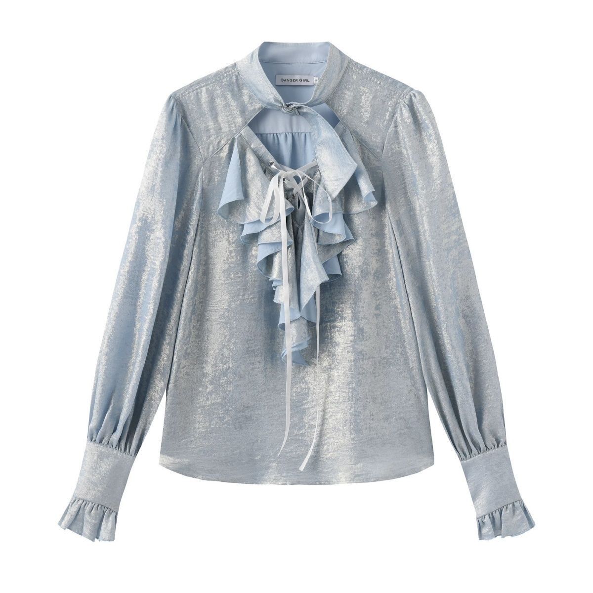 Japanese Tea - Japanische süße, coole Bluse mit Rüschenbesatz,