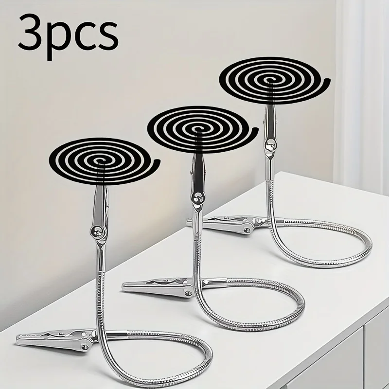 Incense Holder - 3-teiliger Moskitospulenhalter-Clip, Verstellbarer Metall-Räucherstäbchenständer, Krokodilklemme, Flexibler