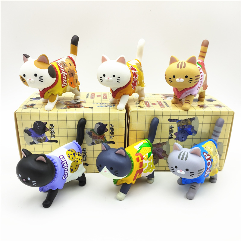 Japanese Snacks - Niedliche Katzen-Überraschungsbox mit Süßigkeiten-Verpackung, Snack-Katzenfiguren, Spielzeug-Kätzchen,