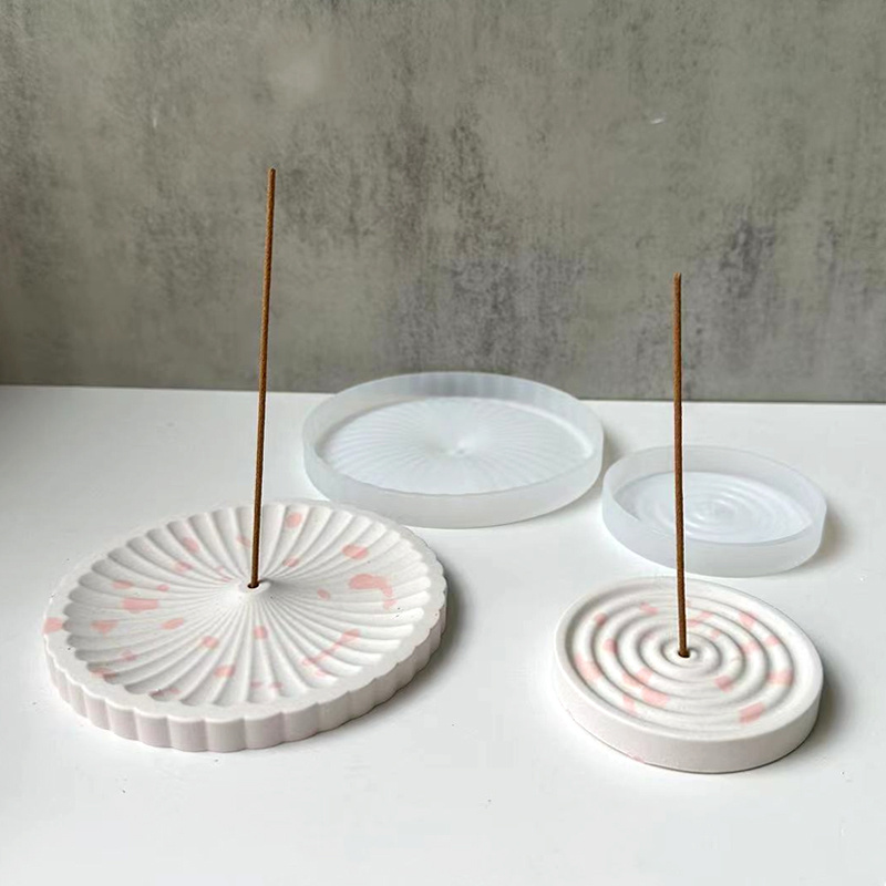 Incense Holder - 1 Silikon-Räucherstäbchenhalter-Form, DIY Rundmuster-Räucherstäbchenständer, Zement-Gips-Form, Handwerk