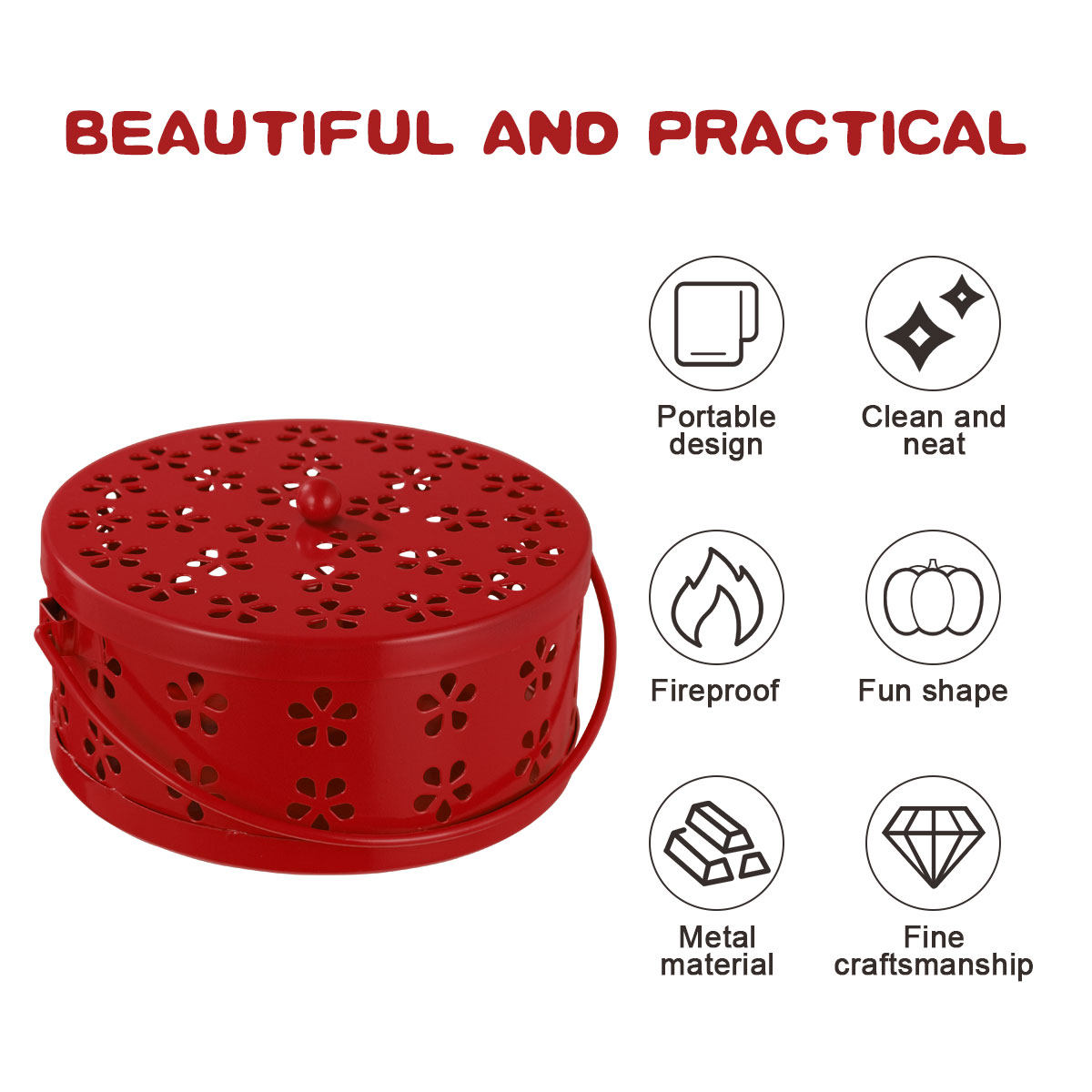 Incense Holder - Feuerfeste Metall-Box im Retro-Stil mit Ausgehöhltem