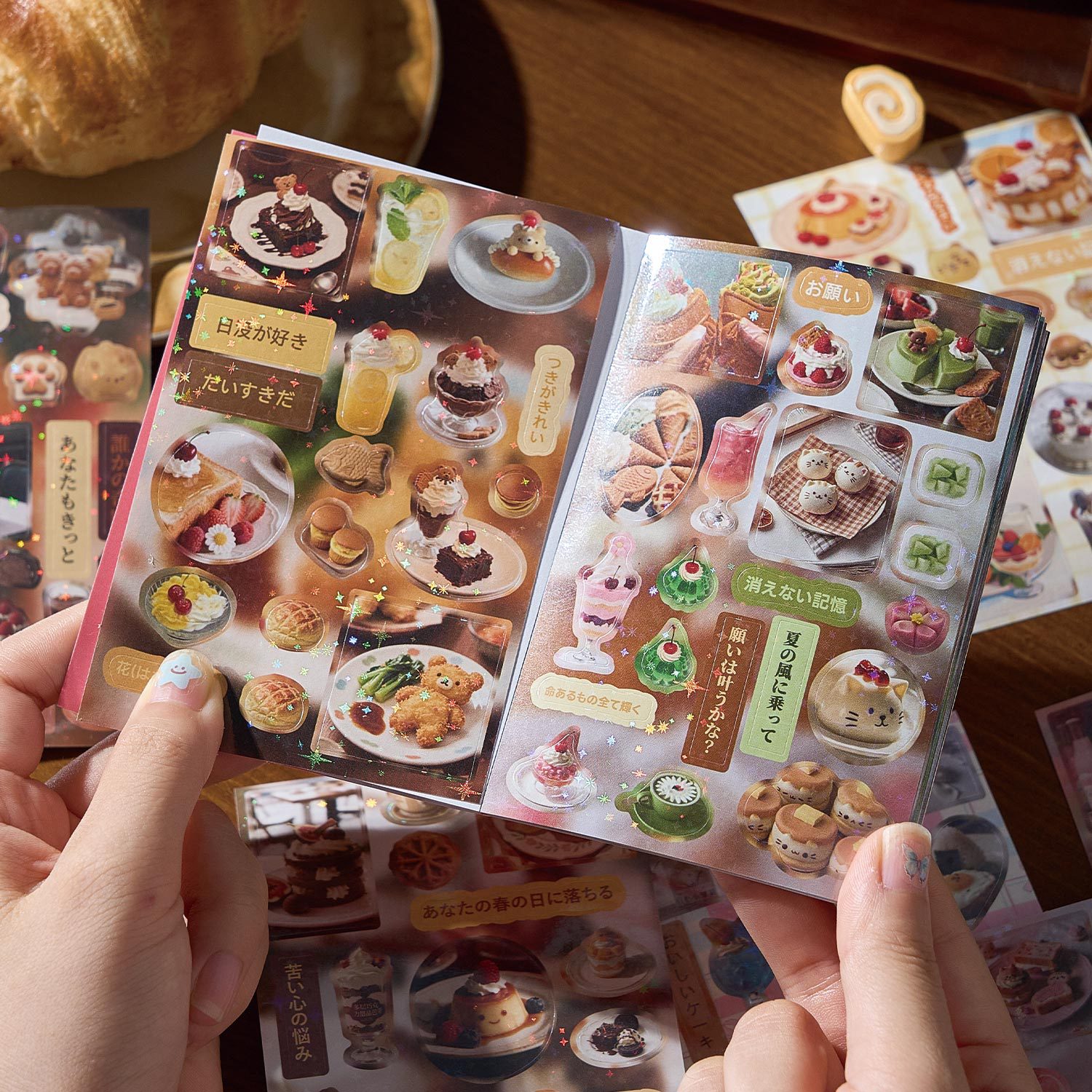 Japanese Snacks - 30-Blatt-Aufkleberbuch mit geschnittenem Membran im Vintage-Stil,