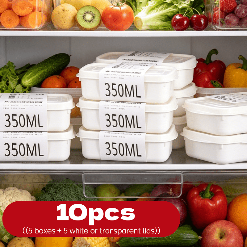 Bento Box - 10-teiliges Wiederverwendbares Stapelbares Lebensmittel-Aufbewahrungsboxen-Set 5 Behälter