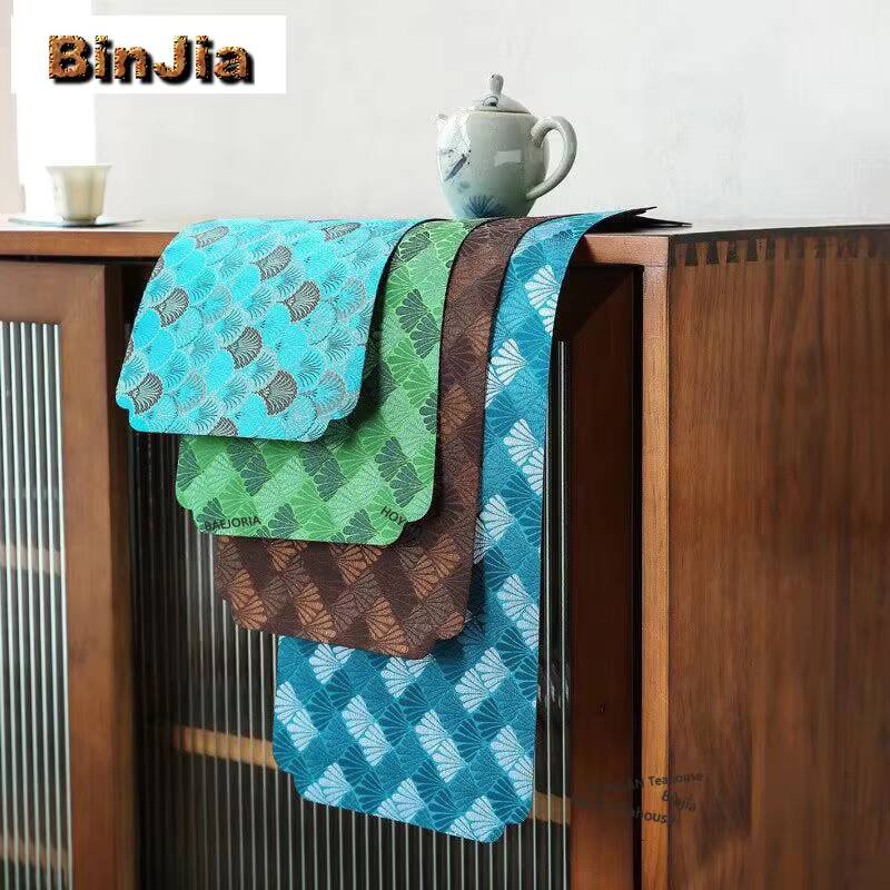 Japanese Tea - Gewebte, bestickte Brokat-Schaumstoff-Tischsets, japanische Getränkeuntersetzer, Haushalts-Tischdeckenunterlage