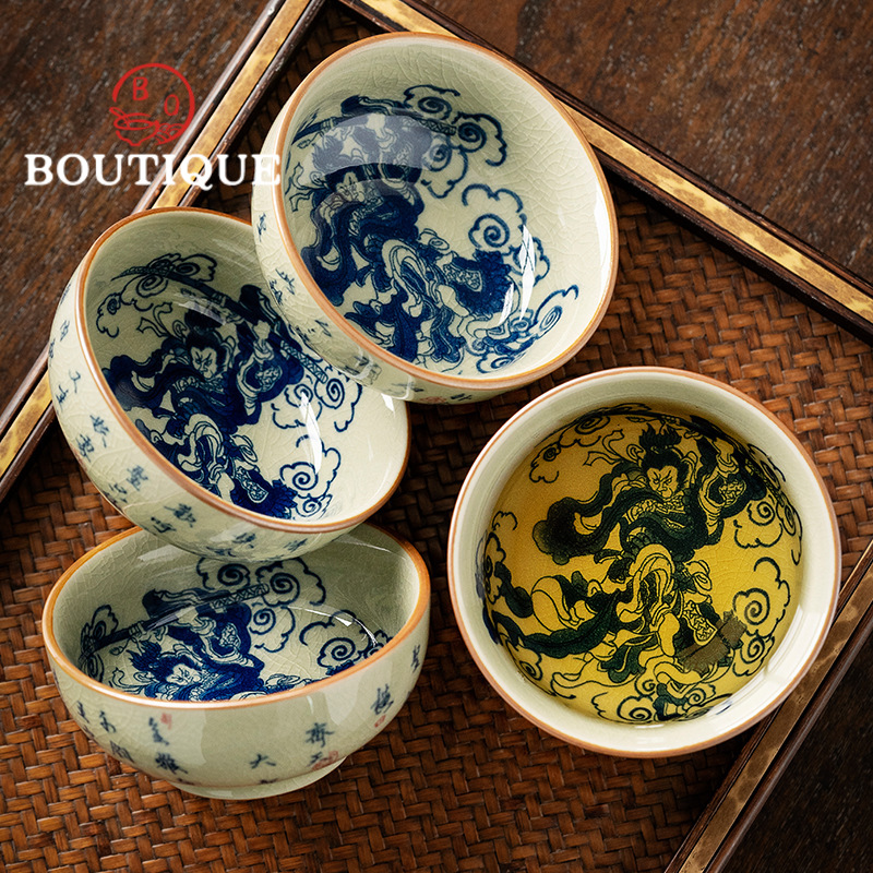 Japanese Pottery - 100ml alte Keramik Ton blau und